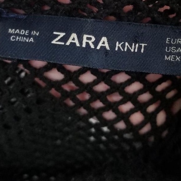 Zara Black Mesh Crop Top with Floral Embroidery.   Size M - Picture 2 of 4